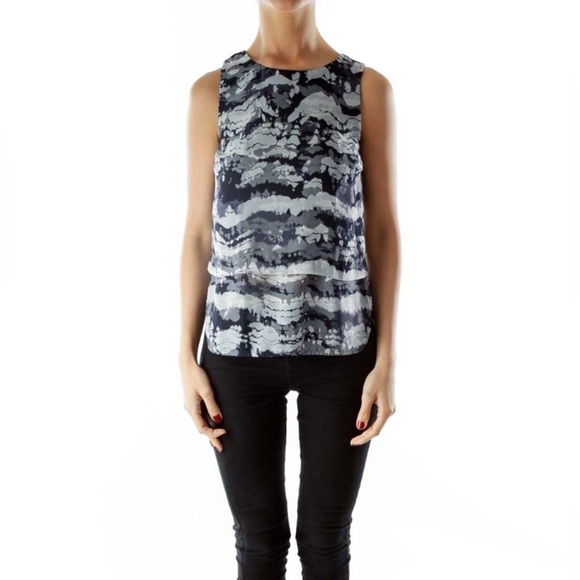 Sz4P Banana Republic 2 layer zipper back blue/grey tank top EUC - Picture 3 of 10